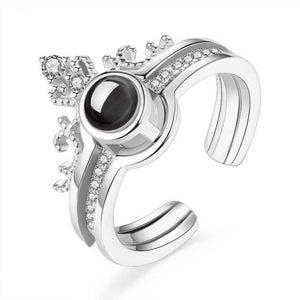 I love You Projection Ring in 100 Languages Silver (Crown)- Free Size