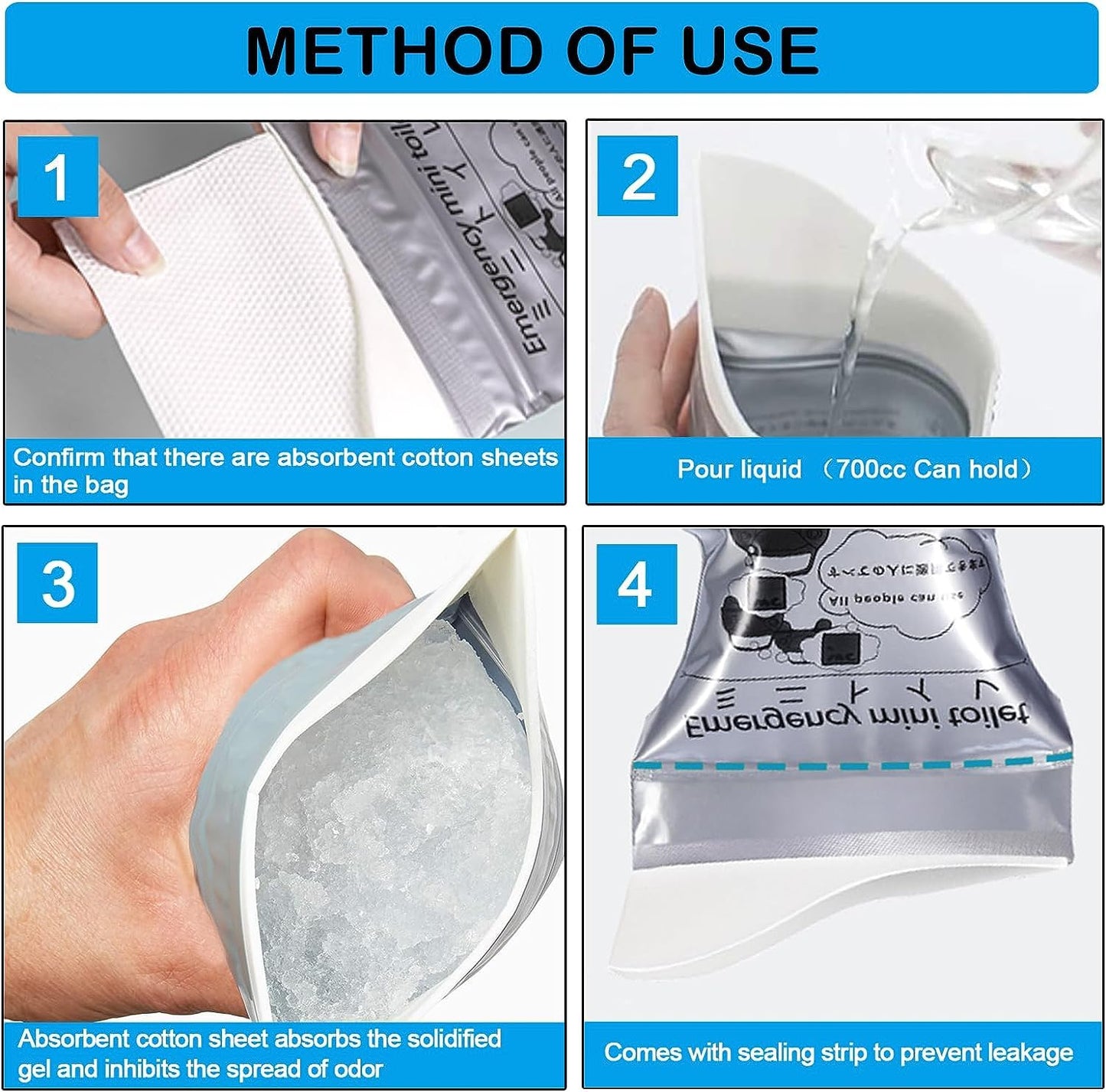 Portable Travel Urinal Bags - Set of 5
