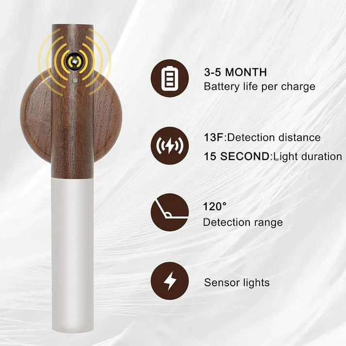 Luminaflux® Wooden Motion Sensor Light