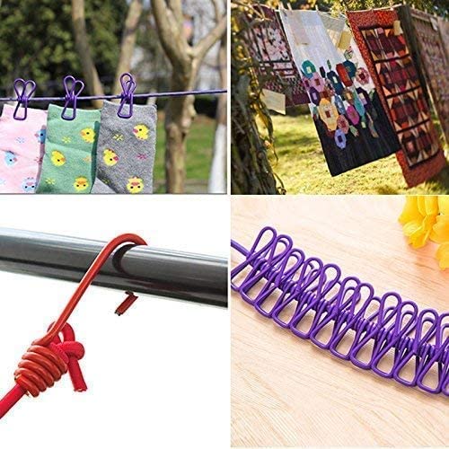 Stretchable Clothes Hanging Rope With Clips –